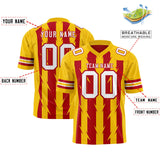 Custom Red Gold Personalized Razr Stripe Graffiti Pattern Authentic Football Jersey