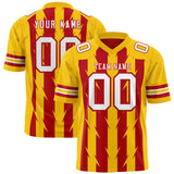 Custom Red Gold Personalized Razr Stripe Graffiti Pattern Authentic Football Jersey