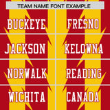 Custom Red Gold Personalized Razr Stripe Graffiti Pattern Authentic Football Jersey