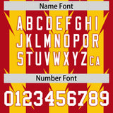 Custom Red Gold Personalized Razr Stripe Graffiti Pattern Authentic Football Jersey