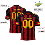 Custom Red Black Personalized Razr Stripe Graffiti Pattern Authentic Football Jersey