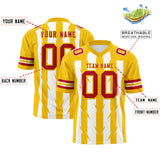 Custom White Gold Personalized Razr Stripe Graffiti Pattern Authentic Football Jersey