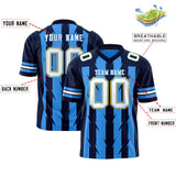 Custom Powder Blue Navy Personalized Razr Stripe Graffiti Pattern Authentic Football Jersey