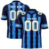 Custom Powder Blue Navy Personalized Razr Stripe Graffiti Pattern Authentic Football Jersey