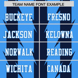 Custom Powder Blue Navy Personalized Razr Stripe Graffiti Pattern Authentic Football Jersey
