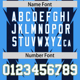 Custom Powder Blue Navy Personalized Razr Stripe Graffiti Pattern Authentic Football Jersey