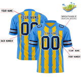 Custom Gold Powder Blue Personalized Razr Stripe Graffiti Pattern Authentic Football Jersey