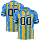 Custom Gold Powder Blue Personalized Razr Stripe Graffiti Pattern Authentic Football Jersey