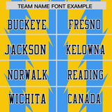 Custom Gold Powder Blue Personalized Razr Stripe Graffiti Pattern Authentic Football Jersey