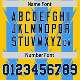 Custom Gold Powder Blue Personalized Razr Stripe Graffiti Pattern Authentic Football Jersey
