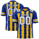 Custom Gold Royal Personalized Razr Stripe Graffiti Pattern Authentic Football Jersey