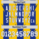 Custom Gold Royal Personalized Razr Stripe Graffiti Pattern Authentic Football Jersey