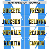 Custom White Powder Blue Personalized Razr Stripe Graffiti Pattern Authentic Football Jersey