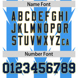 Custom White Powder Blue Personalized Razr Stripe Graffiti Pattern Authentic Football Jersey