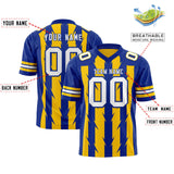 Custom Gold Royal Personalized Razr Stripe Graffiti Pattern Authentic Football Jersey