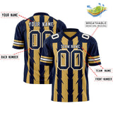 Custom Old Gold Navy Personalized Razr Stripe Graffiti Pattern Authentic Football Jersey