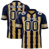 Custom Old Gold Navy Personalized Razr Stripe Graffiti Pattern Authentic Football Jersey