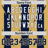 Custom Old Gold Navy Personalized Razr Stripe Graffiti Pattern Authentic Football Jersey