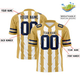 Custom White Old Gold Personalized Razr Stripe Graffiti Pattern Authentic Football Jersey