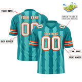 Custom Bright Green Aqua Personalized Razr Stripe Graffiti Pattern Authentic Football Jersey