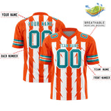 Custom White Orange Personalized Razr Stripe Graffiti Pattern Authentic Football Jersey