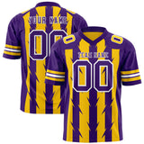 Custom Gold Purple Personalized Razr Stripe Graffiti Pattern Authentic Football Jersey