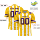 Custom White Gold Personalized Razr Stripe Graffiti Pattern Authentic Football Jersey