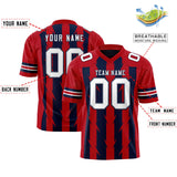 Custom Navy Red Personalized Razr Stripe Graffiti Pattern Authentic Football Jersey