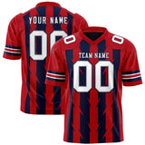 Custom Navy Red Personalized Razr Stripe Graffiti Pattern Authentic Football Jersey