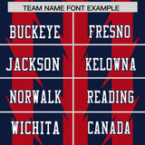 Custom Navy Red Personalized Razr Stripe Graffiti Pattern Authentic Football Jersey