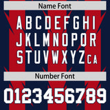 Custom Navy Red Personalized Razr Stripe Graffiti Pattern Authentic Football Jersey