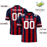 Custom Red Navy Personalized Razr Stripe Graffiti Pattern Authentic Football Jersey