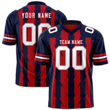 Custom Red Navy Personalized Razr Stripe Graffiti Pattern Authentic Football Jersey