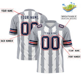 Custom White Gray Personalized Razr Stripe Graffiti Pattern Authentic Football Jersey