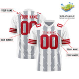 Custom Gray White Personalized Razr Stripe Graffiti Pattern Authentic Football Jersey