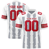 Custom Gray White Personalized Razr Stripe Graffiti Pattern Authentic Football Jersey