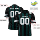Custom Midnight Green Black Personalized Razr Stripe Graffiti Pattern Authentic Football Jersey