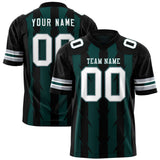 Custom Midnight Green Black Personalized Razr Stripe Graffiti Pattern Authentic Football Jersey