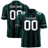Custom Black Midnight Green Personalized Razr Stripe Graffiti Pattern Authentic Football Jersey