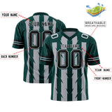 Custom Gray Midnight Green Personalized Razr Stripe Graffiti Pattern Authentic Football Jersey