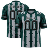 Custom Gray Midnight Green Personalized Razr Stripe Graffiti Pattern Authentic Football Jersey