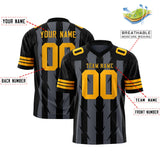 Custom Dark Gray Black Personalized Razr Stripe Graffiti Pattern Authentic Football Jersey