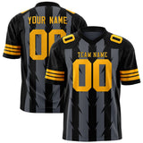 Custom Dark Gray Black Personalized Razr Stripe Graffiti Pattern Authentic Football Jersey