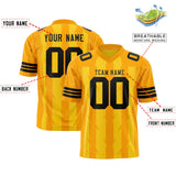 Custom Gold Yellow Personalized Razr Stripe Graffiti Pattern Authentic Football Jersey