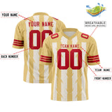 Custom Cream Khaki Personalized Razr Stripe Graffiti Pattern Authentic Football Jersey