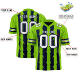 Custom Navy Neon Green Personalized Razr Stripe Graffiti Pattern Authentic Football Jersey