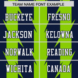 Custom Navy Neon Green Personalized Razr Stripe Graffiti Pattern Authentic Football Jersey