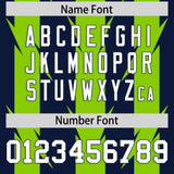 Custom Navy Neon Green Personalized Razr Stripe Graffiti Pattern Authentic Football Jersey