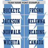 Custom White Light Blue Personalized Razr Stripe Graffiti Pattern Authentic Football Jersey