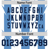 Custom White Light Blue Personalized Razr Stripe Graffiti Pattern Authentic Football Jersey